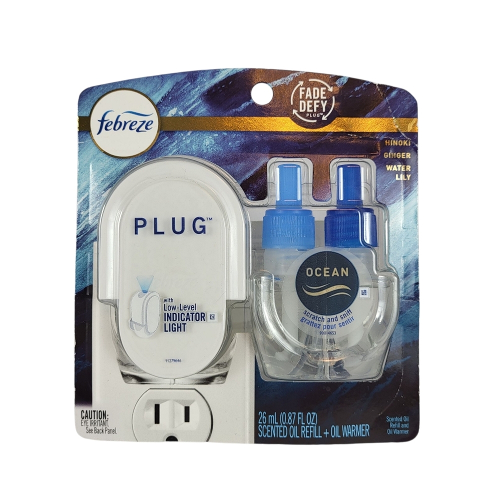 Febreze Origins Fade Defy PLUG Air Freshener & Odor Fighter, Ocean, Starter Kit